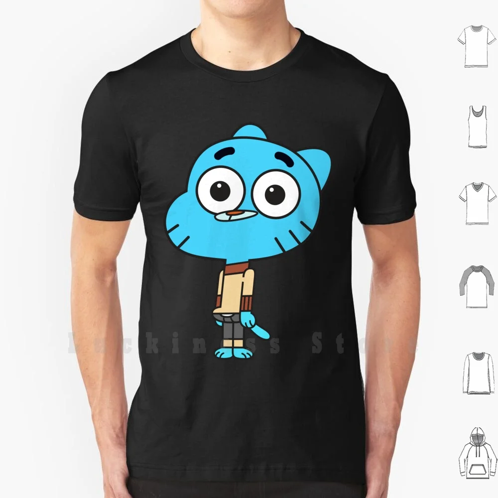 Gumball T Shirt Print For Men Cotton New Cool Tee Watterson The Cute Cartoon Cat Blue Gummypuss
