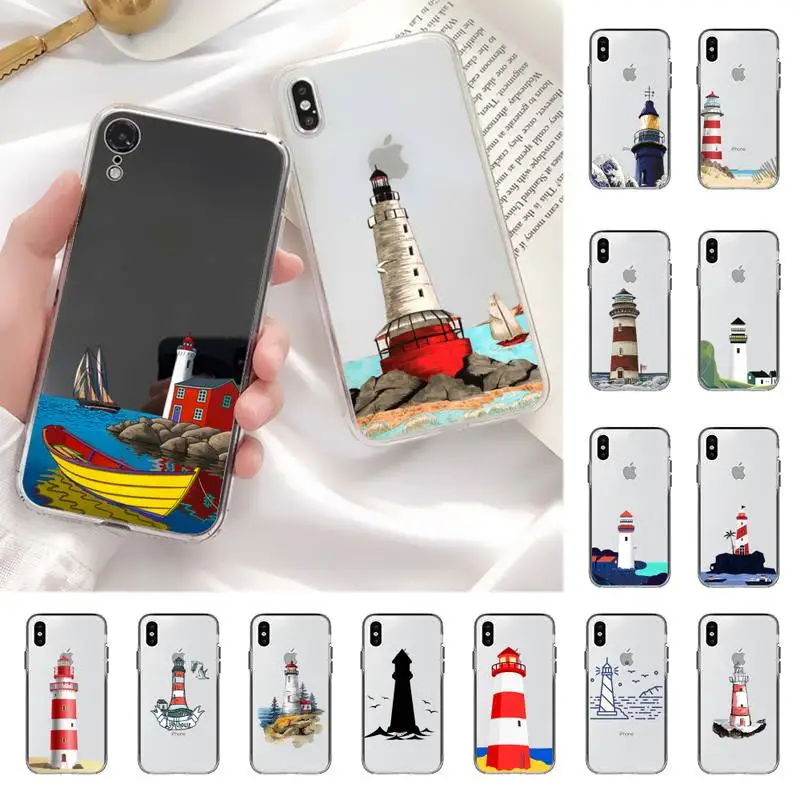 

YNDFCNB Lighthouse Print Bird Seagull Phone Case for iPhone 11 12 13 mini pro XS MAX 8 7 6 6S Plus X 5S SE 2020 XR cover