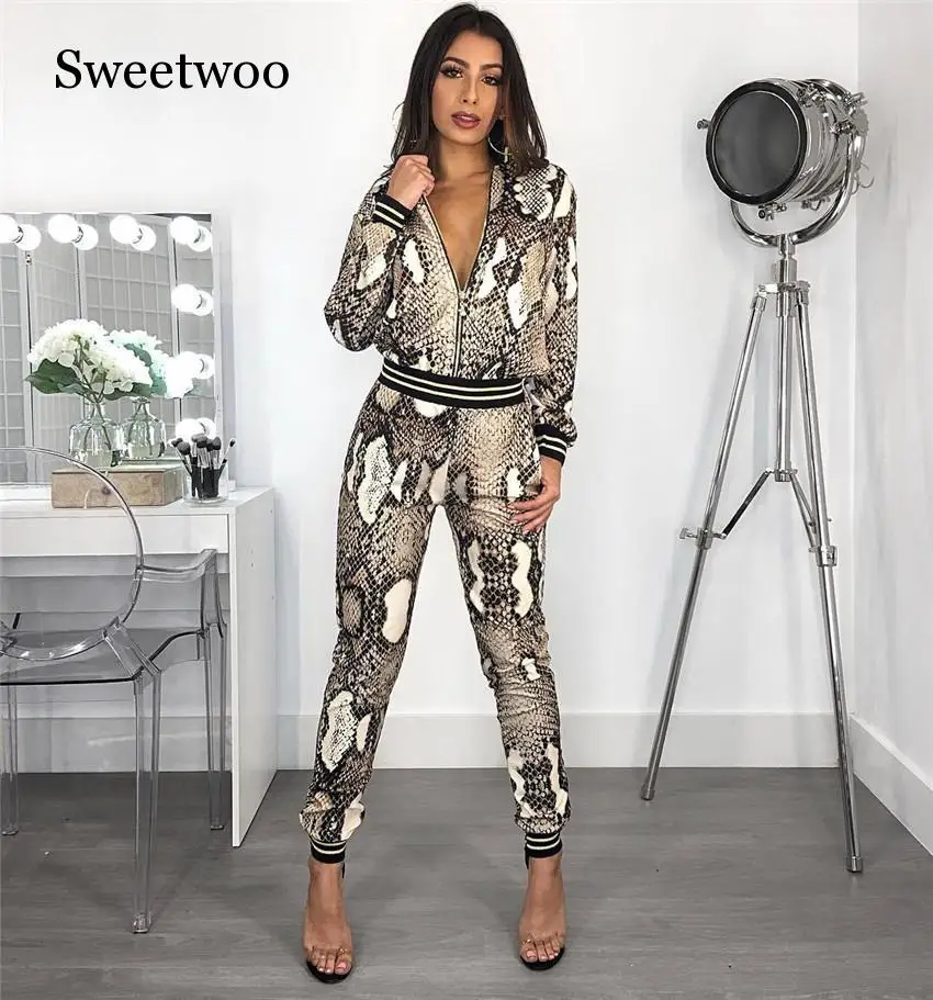 

SWEETWOO Tracksuit 2019 Snake Women Velour Jackets And Pants 2 Two Piece Set Jogging Gym Wear Sport Suit Sportswear Yoga