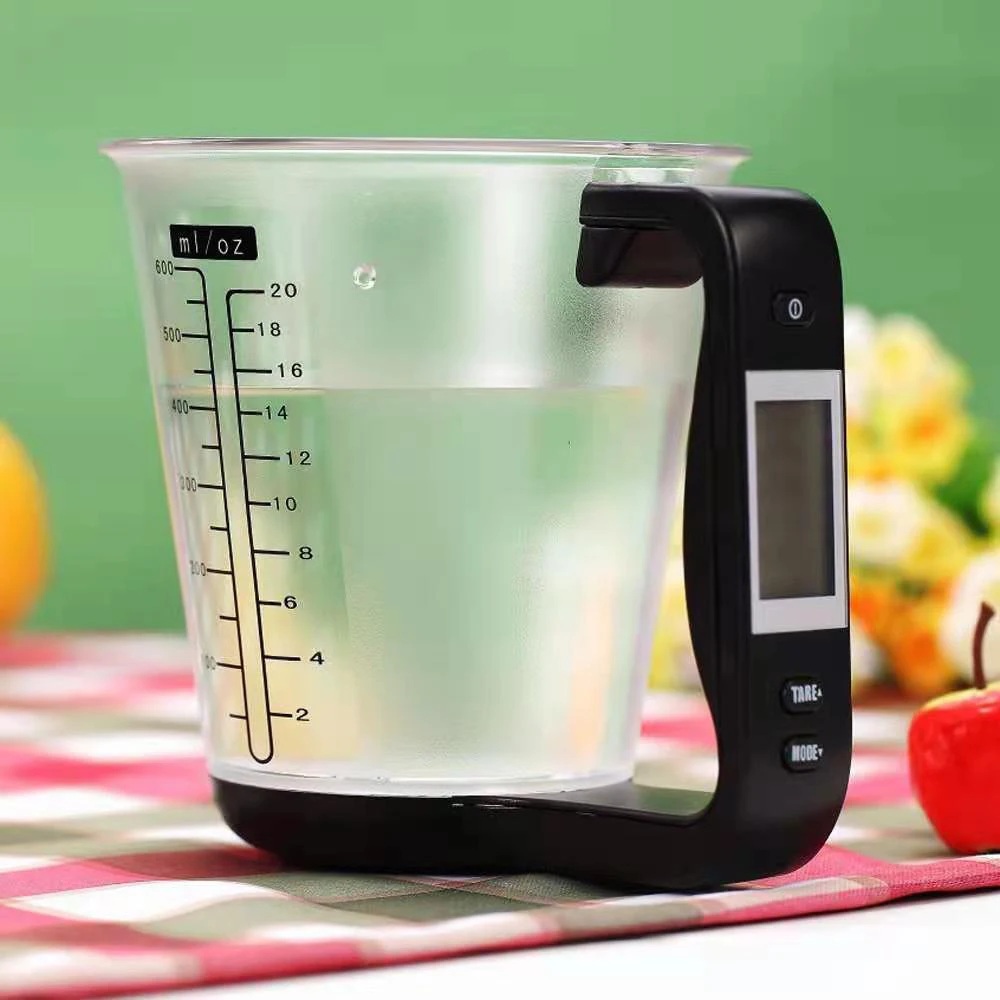 Taza de medici&oacute;n electr&oacute;nica, herramienta de pl&aacute;stico, jarra Digital graduada con b&aacute;scula, vaso de cocina, medici&oacute;n de temperatura de pesaje, pantalla LCD-3