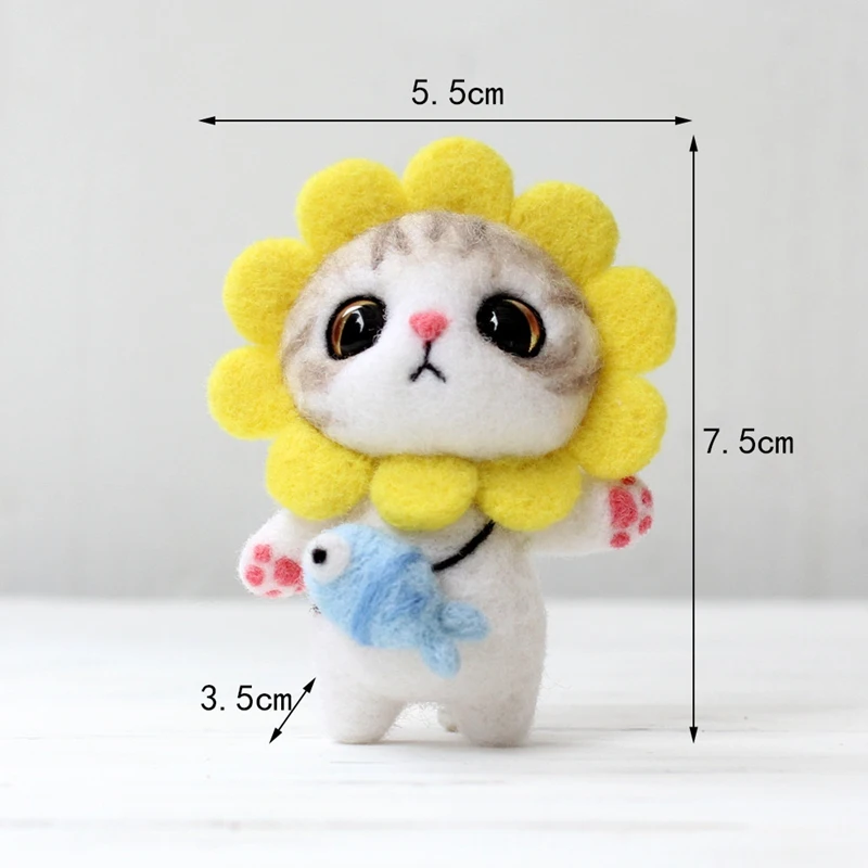 

Cat Doll with Strawberry Panda Wool Felt Craft DIY Non Finished Poked Set Handcraft Kit for Needle Material Bag Pack