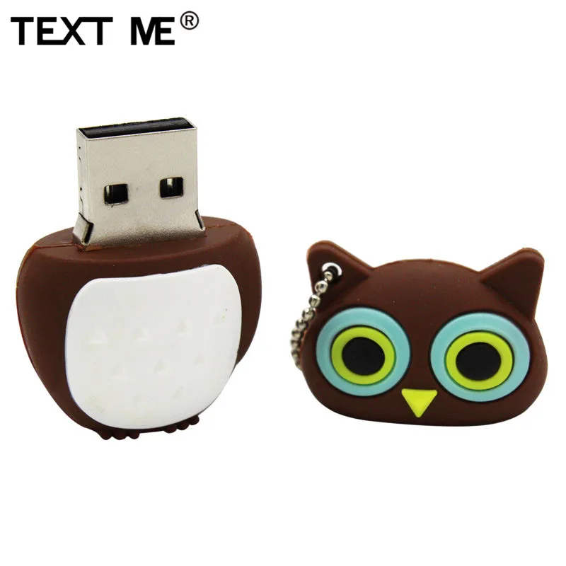 Usb флеш накопитель TEXT ME cartoon pendrive черный розовый синий коричневый с рисунком совы