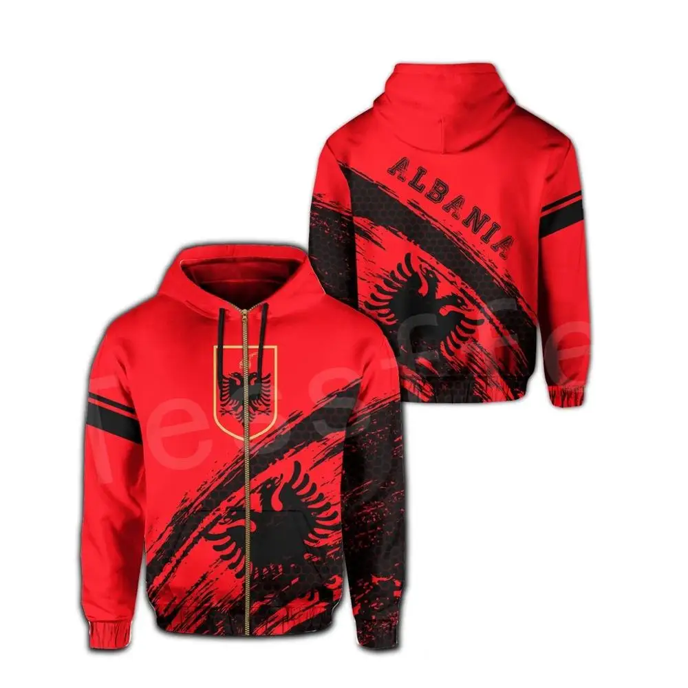

Tessffel Newest Country Flag Albania Symbol Funny NewFashion Men/Women Tracksuit zipper Jacket 3Dprint Casual Funny Hoodies B-1