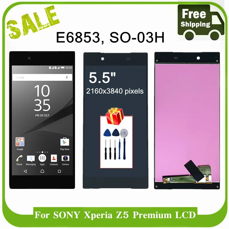 

5.5 " Original IPS Display for SONY Xperia Z5 Premium LCD Touch Screen Assembly Replacement Z5 Plus E6853 SO-03H For Z5P LCD