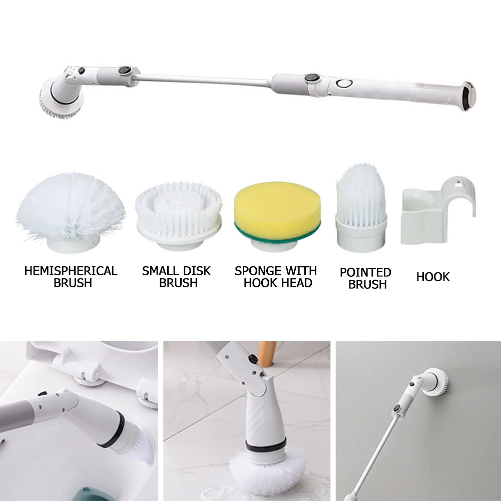 Electric Cleaning Turbo Scrub Brush Adjustable Waterproof Cleaner Long Handle Cordless Rotating Scrubber Bathroom | Дом и сад