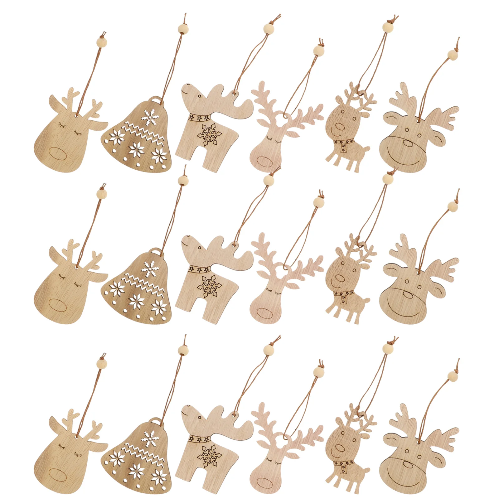 

36pcs Unfinished Wooden Cutouts Graffiti Elk Wooden Pendants Party DIY Supplies