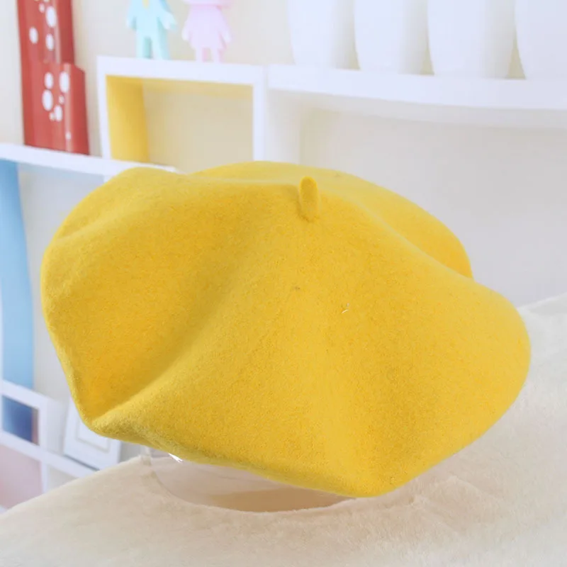 Осенне-зимний шерстяной берет шапка для женщин и девушек Модные Винтажные береты