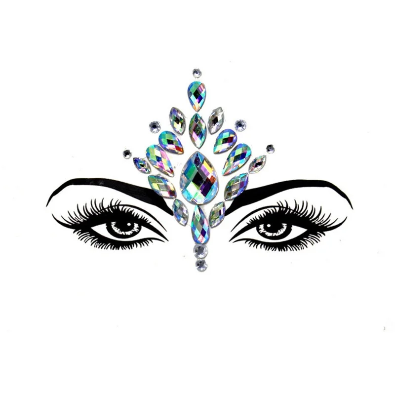 Acrylic Resin Drill Diamond Face Jewelry Women Masquerade Party Decor Diy Eyebrow Eye Stickers Colorful Crystal | Дом и сад