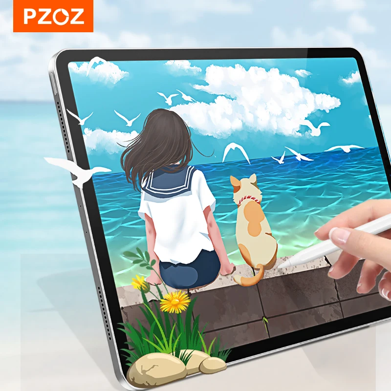 pzoz for ipad pro 9 7 11 10 5 pet film like writing on paper screen protector for ipad 10 2 2019 2020 ipad mini 4 5 like paper free global shipping