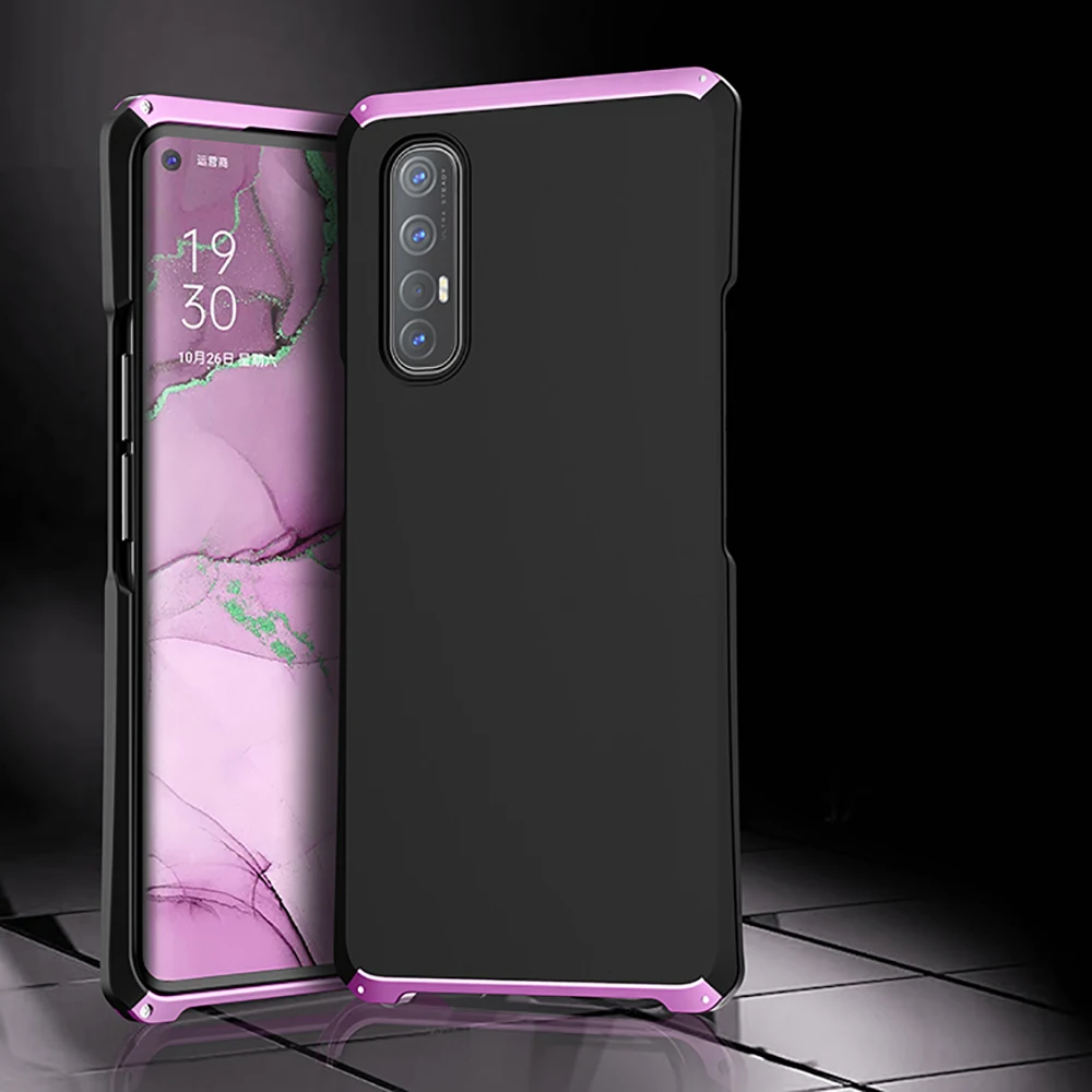 

Anti-fall Metal Frame Textured PC Back Plate For OPPO Reno3 PRO Aluminum Alloy Bumper Case For OPPO Reno 3 Pro Reno3PRO Cover