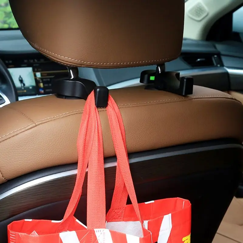 

2PCS Car Headrest Hook Seat silicon rubber Back Hanger for Bag Handbag Purse Grocery Cloth Port can be hidden