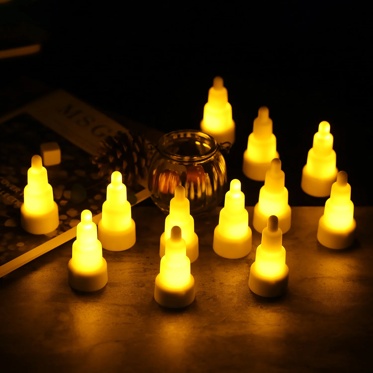 

12 шт. перезаряжаемый электронный светодиодный подарок на Рождество беспламенный беспроводной светодиодный свет свечи для свадебной вечер...