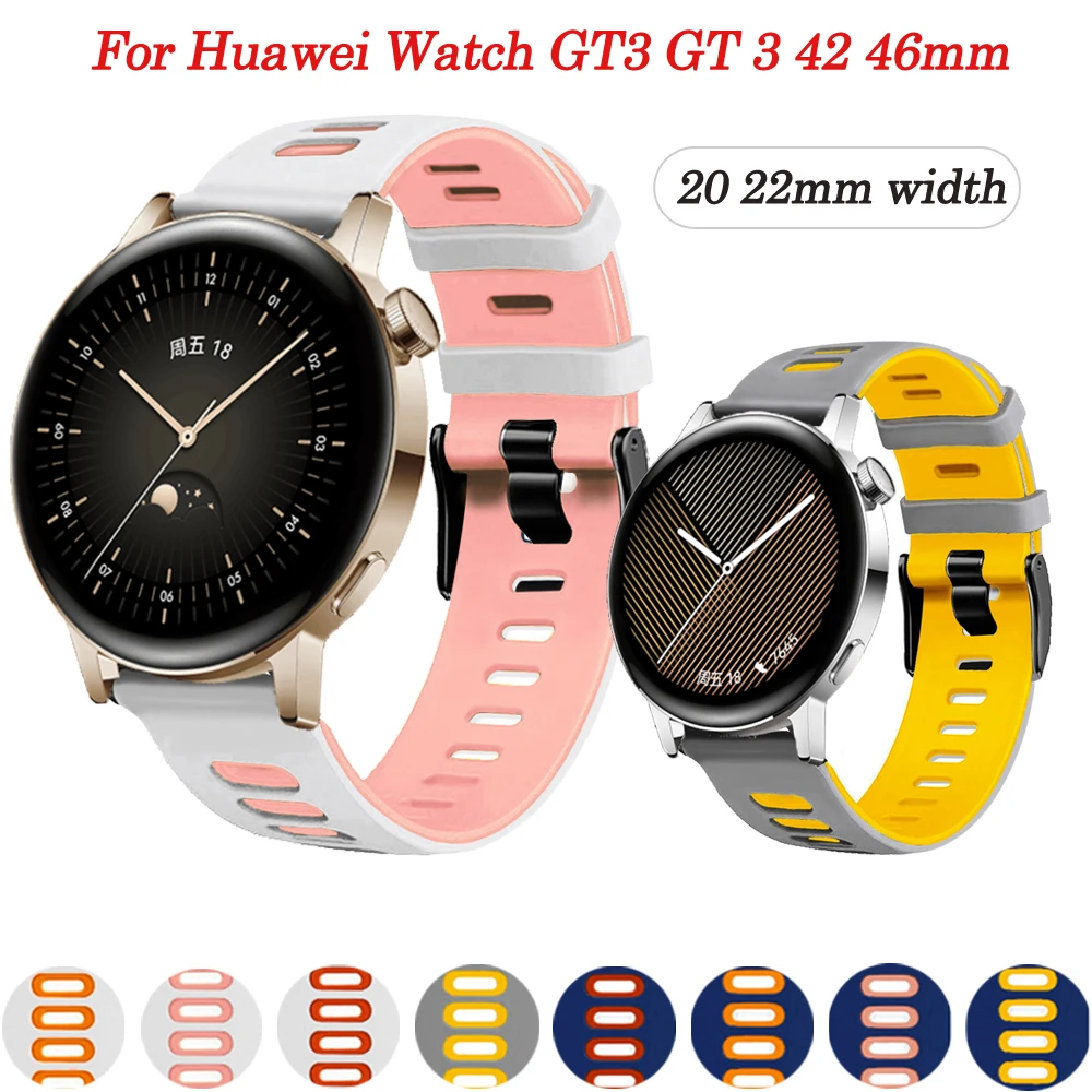 

Ремешок силиконовый для смарт-часов Huawei Watch GT3 GT 3 42 46 мм, браслет для наручных часов GT 2 GT2 Pro, 20 22 мм