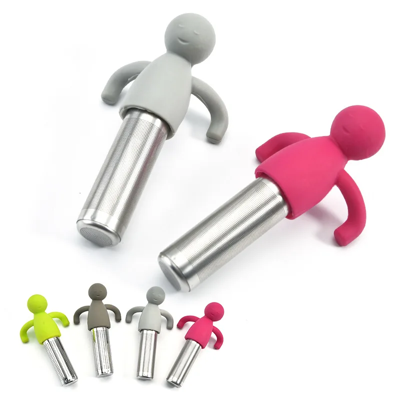 

Stainless Steel Human Shape Tea Infus Strainer Silicone Reusable tea Coffee Filter Strainer Tea Ware Kitchen Accessories Tools