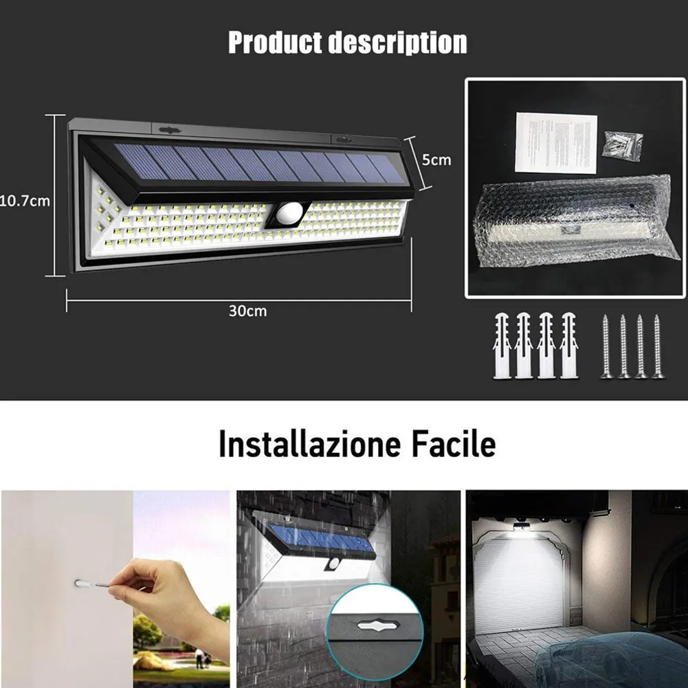 

118 LEDs Solar Powered Wall Light Motion Sensor Security Lamp for Outdoor Garden IQ6