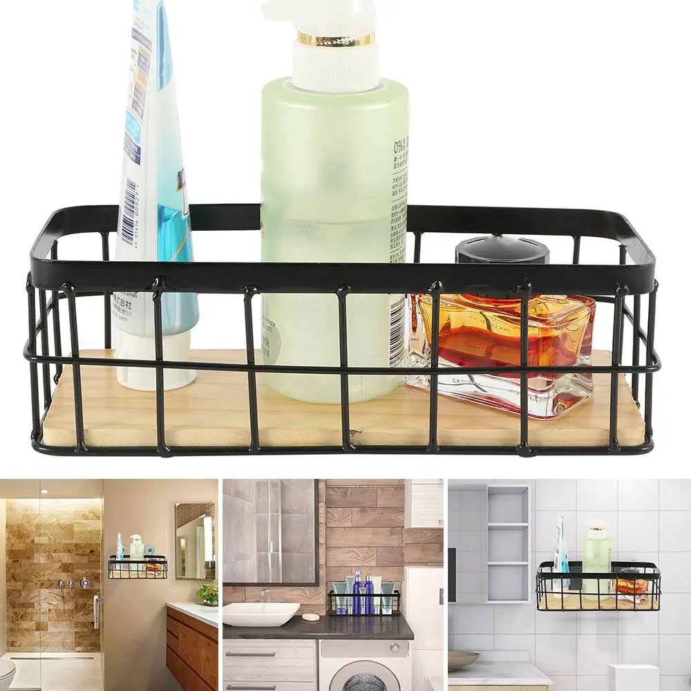 Деревянная настенная полка с доской подвесная корзина для хранения органайзер