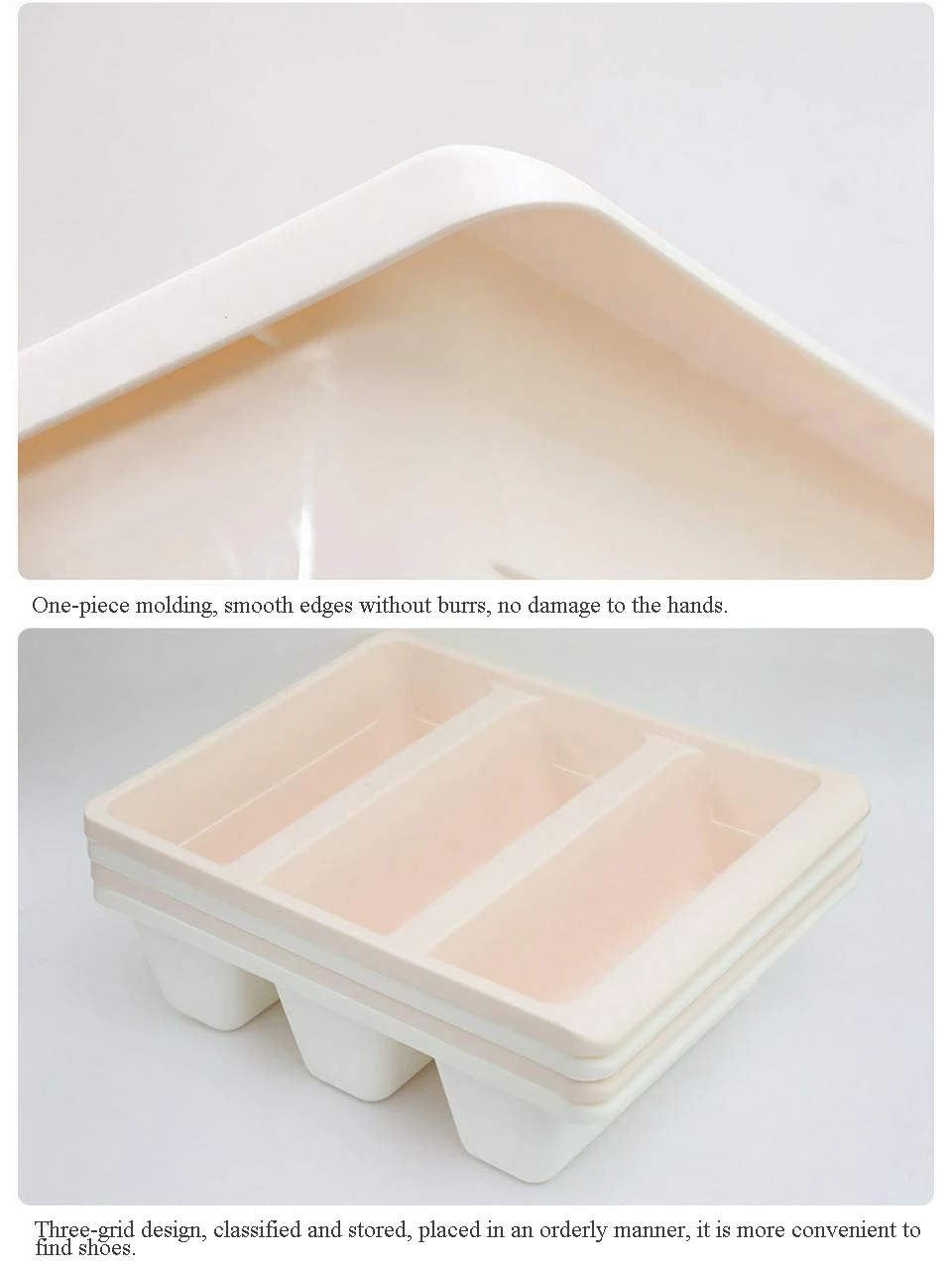 Three-grid Vertical PP Plastic Shoes Storage Boxes Simple Integrated High Capacity Slippers Shoe Bracket Racks Home Storage Box