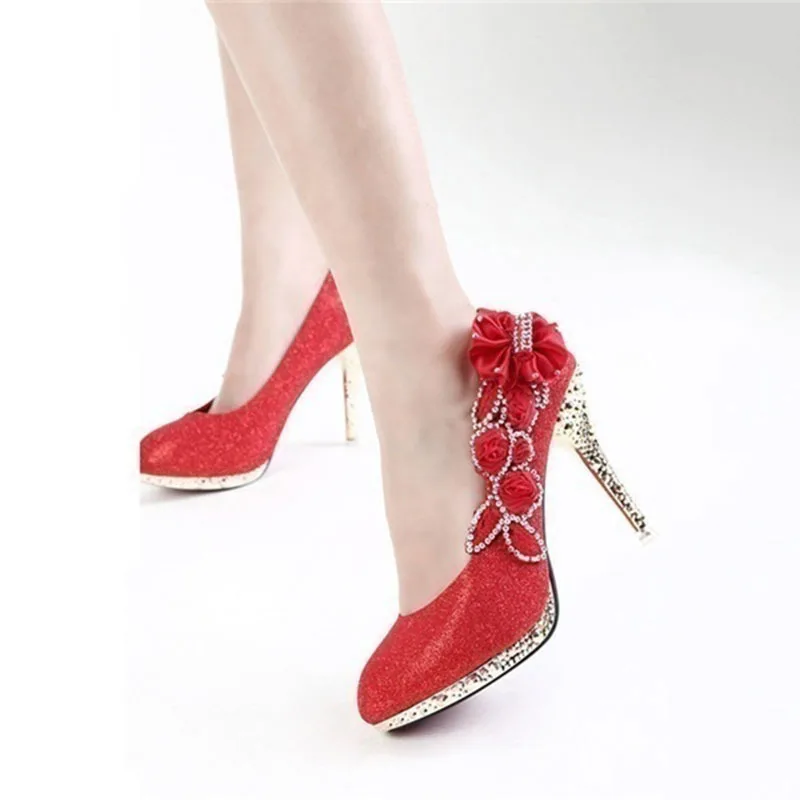 Свадебная обувь женские свадебные туфли-лодочки на платформе с кристаллами и