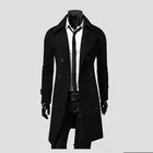 Мужская шерстяная куртка goth, длинная двубортная ветровка, приталенное пальто, одежда для осени и зимы