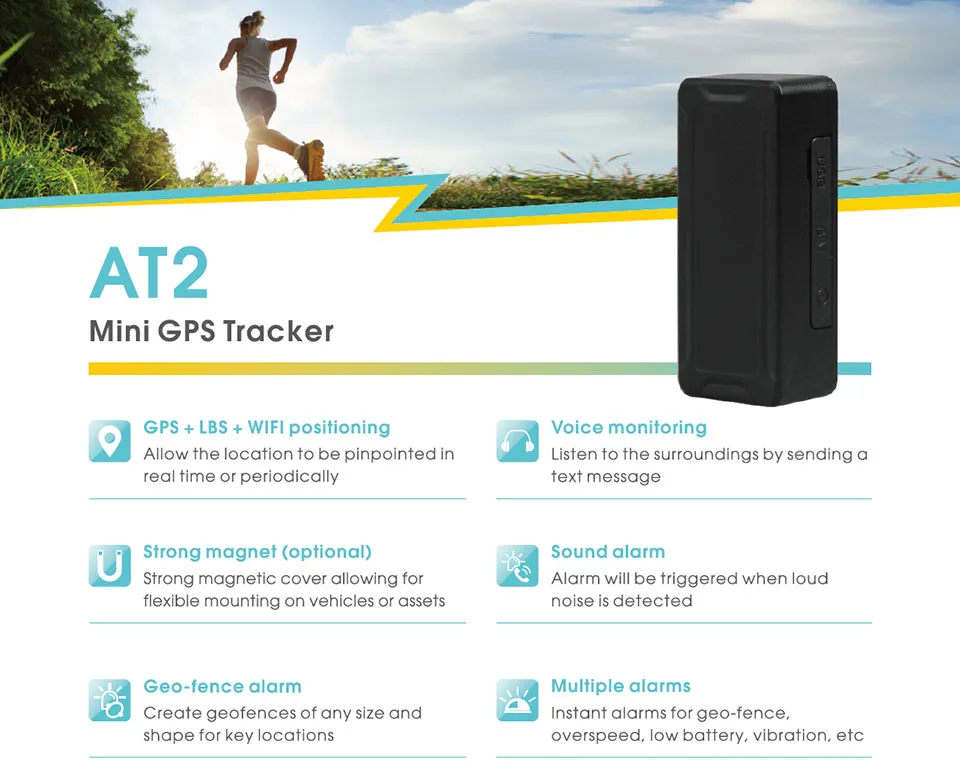 Мини AT2 GPS портативный трекер в режиме реального времени портативное