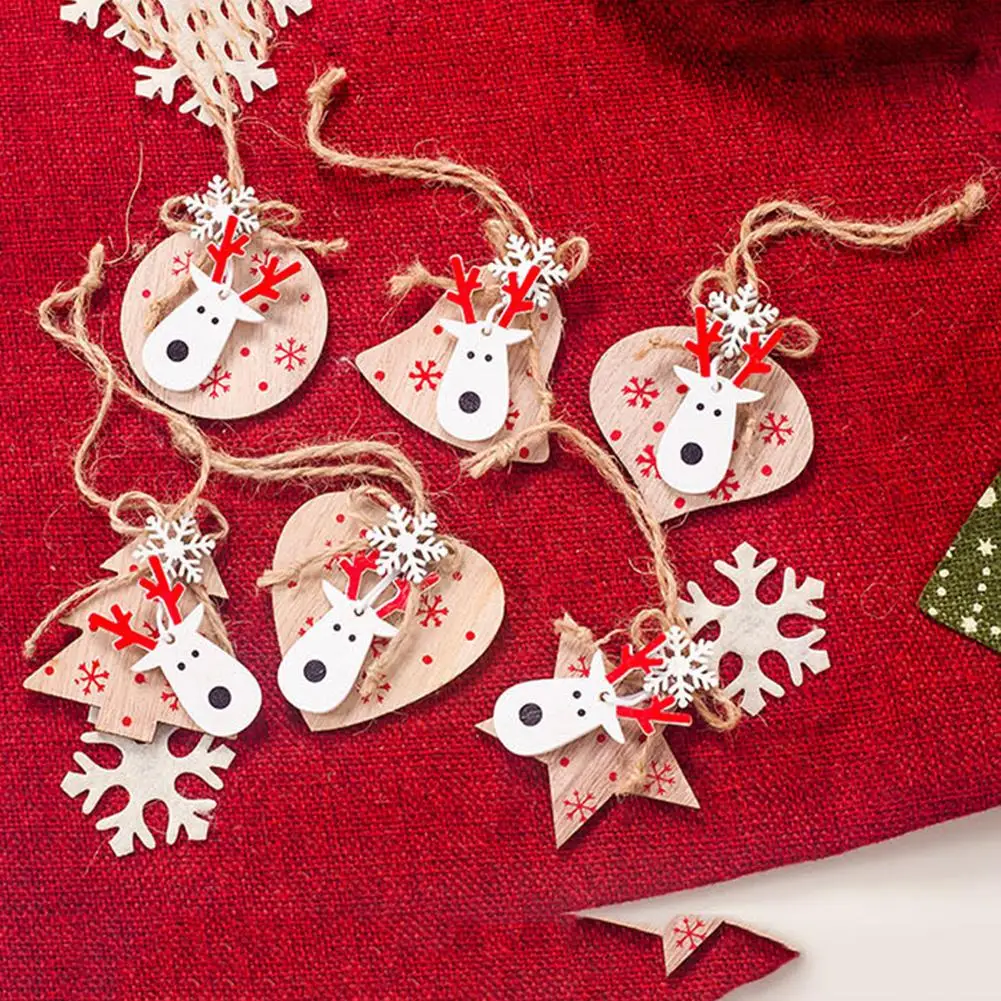 Рождественские деревянные подвески в виде головы лосят украшения для