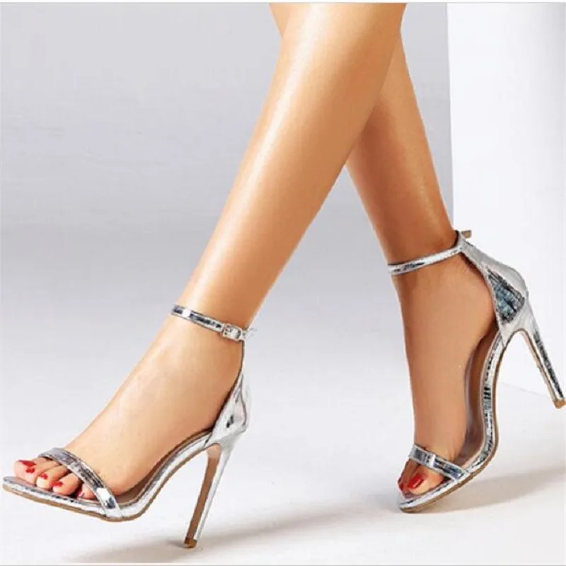 Женские кожаные сандалии с тонким каблуком 10 см|Боссоножки и сандалии| |