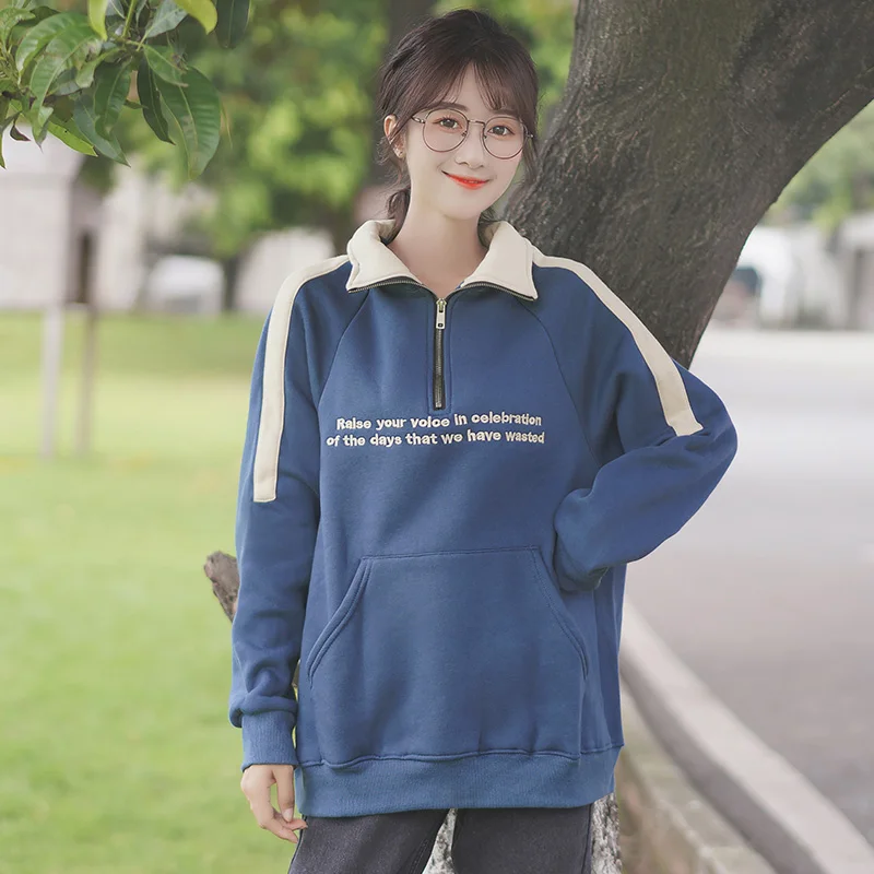 

Шикарный свитер цвета хаки на осень и зиму 2020, новый цветной свитер с воротником-стойкой, женское Свободное пальто с воротником-поло, топ с б...