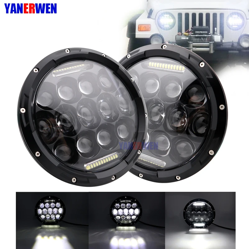 

7" Round LED Headlight Bulb 75W Motorcycle Headlight Projector Car Light For Jeep TJ JK 4 Door Unlimited Land Rover 12v