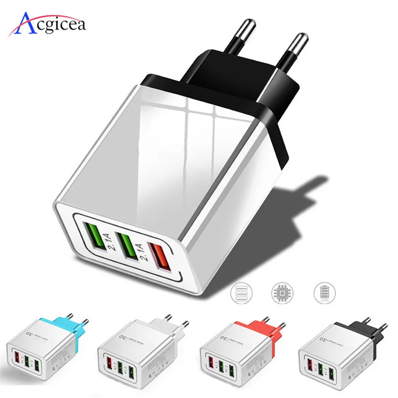 Универсальное зарядное устройство USB 18 Вт быстрая зарядка 3 0 5 В А для iphone 7 8 вилка