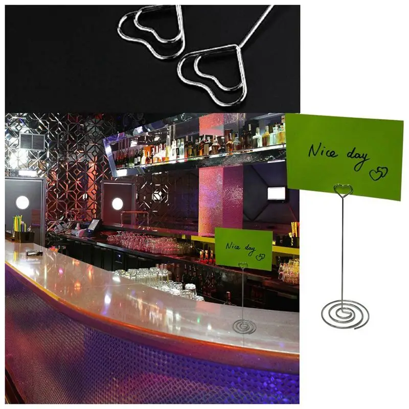 

10pcs 8.6 Inch Tall Place Card Holders Heart Shape Table Number Holder Stands Picture Photo Note Memo Clip for Wedding