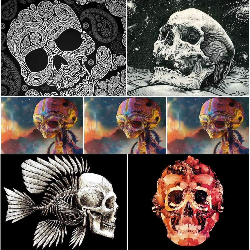

Full Diamond Painting 5D DIY Skull Painting Art Rhinestone Embroidery Square/Round Mosaic Cross Stitch Set Decorative Painting