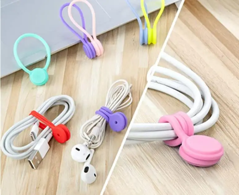 Продажа Силиконовые магнитные аксессуары для рабочего стола, планшетов для телефона, USB-устройств с зажимом, линейный держатель для хранения данных...