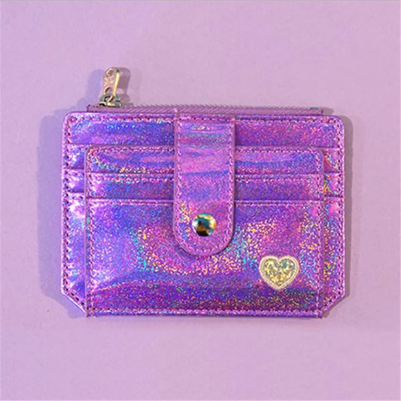 

Laser Shining Card Bag Girls Driver's license bag Heart Hasp ID Credit Multi-card Practical Card Holder Case Business Card Bags
