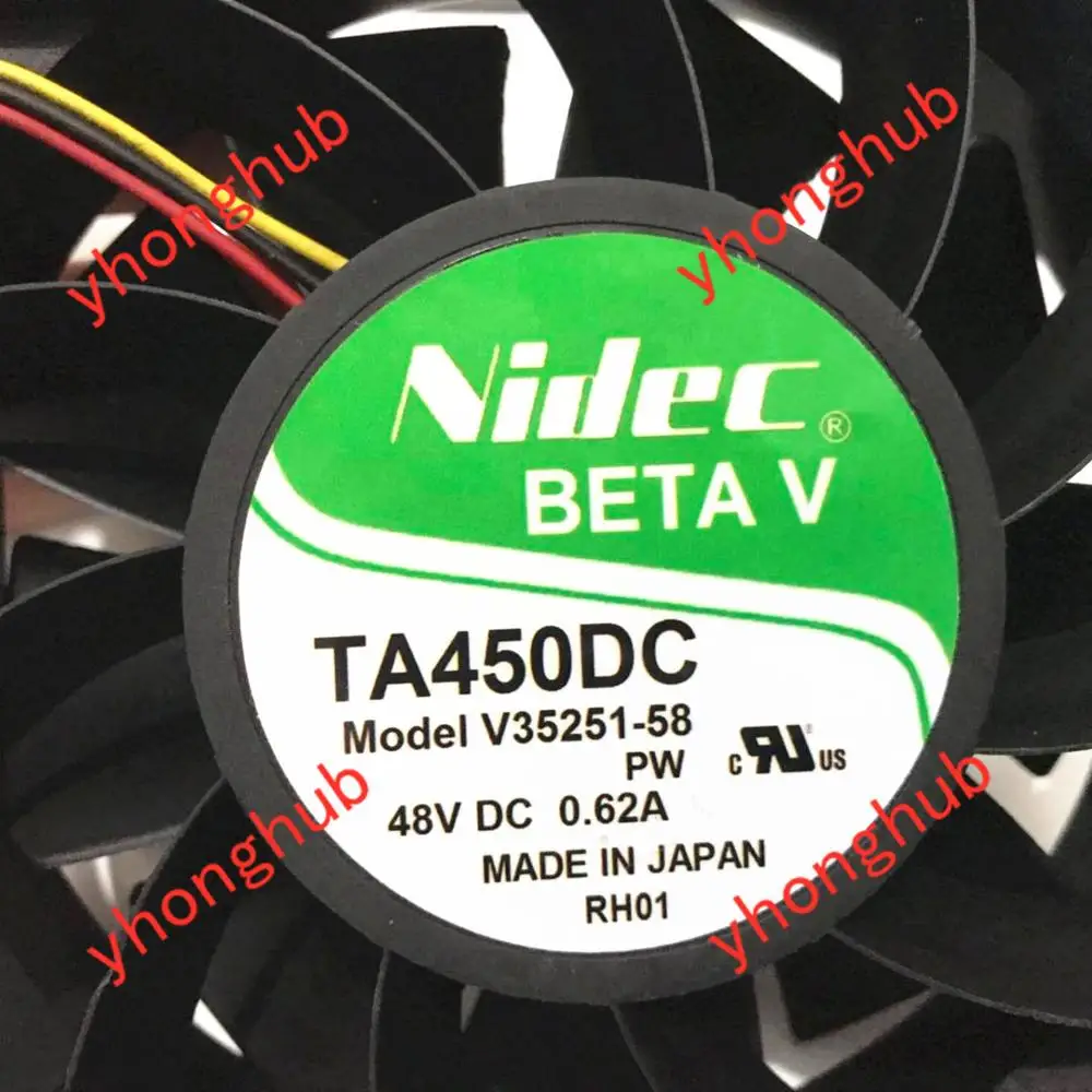 Серверный охлаждающий вентилятор Nidec VA450DC V35251 58 DC 48V 0.62A 3 Wire 120x120x38 мм|square fan|nidec