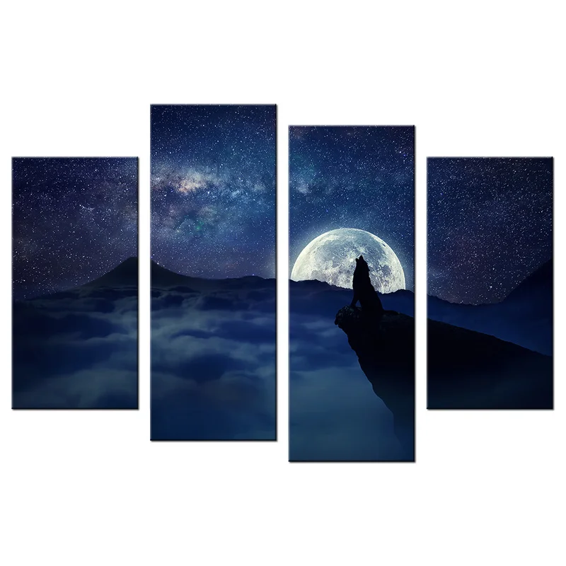 Плакат на холсте полная луна в звездном небе Современный домашний декор пейзаж