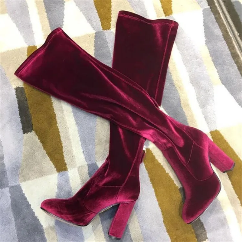 

BBZAI 2020 Coarser heel Women's Boots model ladies shoes New pattern Knee high boots 9CM winter Nightclub Large 3-16 17