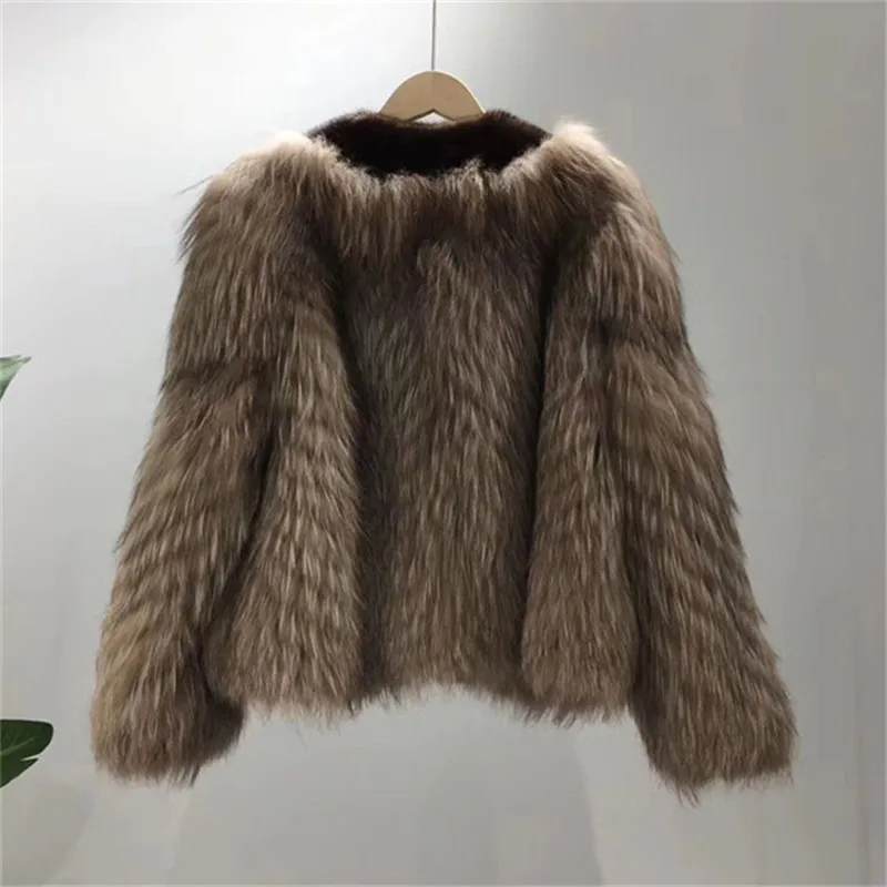 Short Style Natural Real Fox Fur Coat Stiching Mink Fur Collar Winter Coat Women enlarge