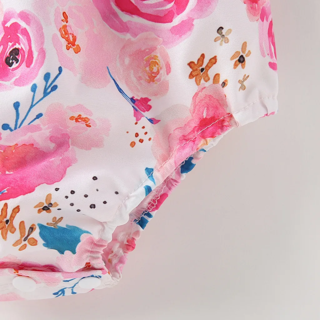 

Summer Girls Rompers Newborn Baby Jumpsuits Sling Naked Back Cotton Flowers Baby Romper Infants Clothing Rainbow Cartoon Printed