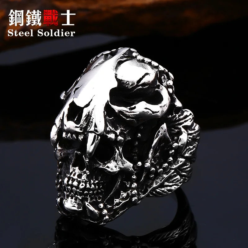 Кулон Мужской из нержавеющей стали с большим саблезубным тигром в стиле