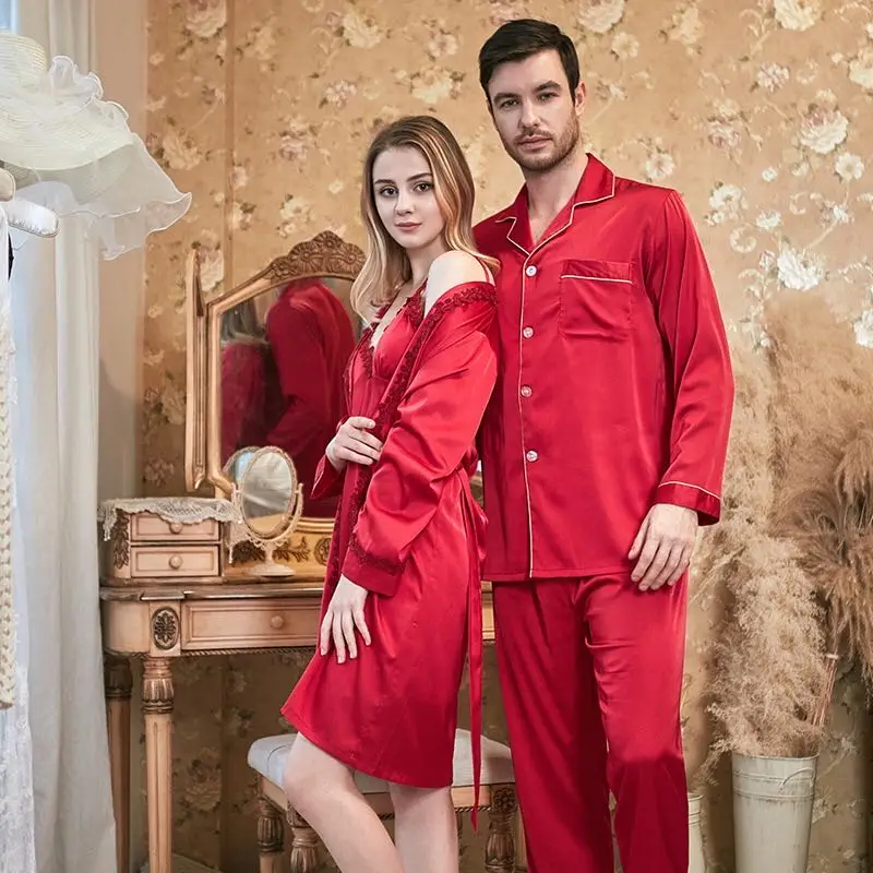 Атласная пижама из вискозы для пар комплект пижам женщин и мужчин домашняя