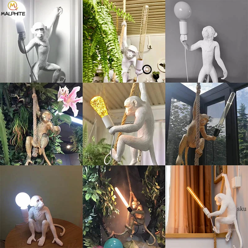 Смоляные подвесные светильники SELETTI смоляная белая обезьяна скандинавские для