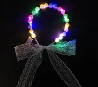 light up pearl lace headband color changing led hairband glowing hair hoop party headwear accessories 10pcslot