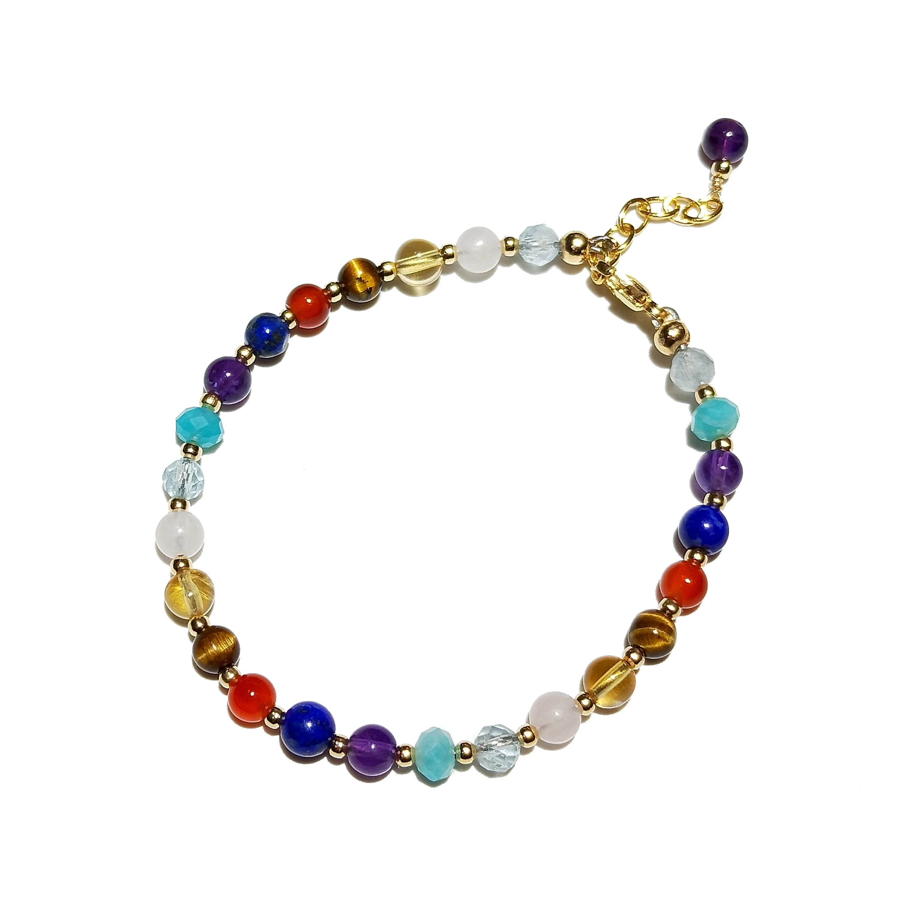 

Lii Ji Aquamarine Amethyst Lapis Etc. 14K Gold Filled Bracelet 15+2cm Natural Gemstone Handmade Delicate Jewelry For Women Gift