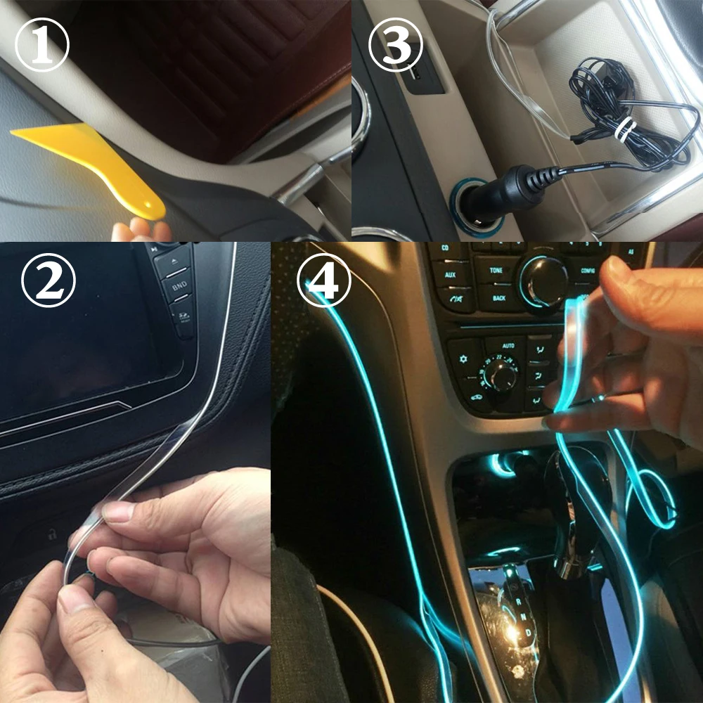 

8M 6IN1 RGB Cigarette Fiber Optic Neon Car Interior Atmosphere Strip Light Decor For Camper RV Boat Universial