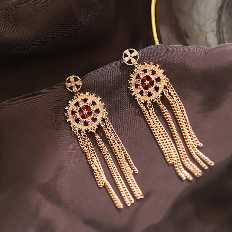 Европейские и американские изысканные винтажные длинные женские серьги с