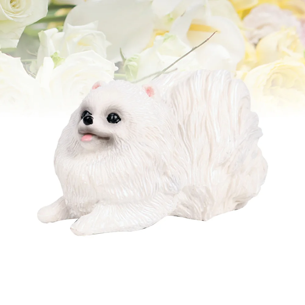 

1pc Simulated Pomeranian Dog Model Realistic Adorable Mini Pet Dog Model Craft (Brown)