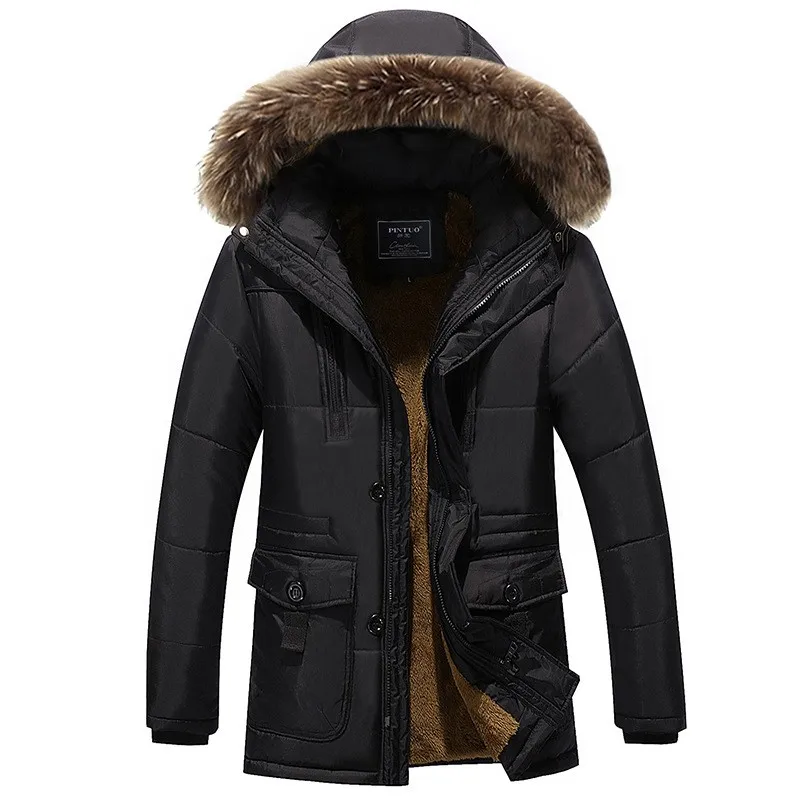 black Размера плюс M~ 7XL 8XL Зимняя парка Для мужчин теплая флисовая Меховая Куртка Пальто Верхняя одежда с капюшоном мужская с капюшоном и карманами; Верхняя одежда с защитой от ветра - Цвет: black