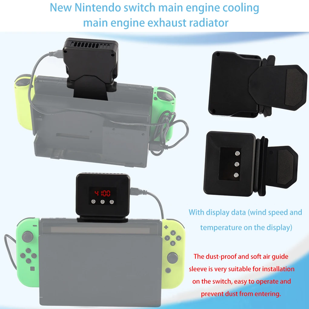

Cooling Fan for NS Switch External Turbo Pumping Cooler Radiator Base Heat Sink Temperature Display for Nintendo Switch Console