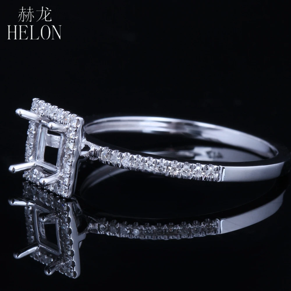 Хелон 4 мм Кушон / Принцесс Юморт Солид 14к Белое Золото Естественные Бриллианты Обручальное Кольцо для Женщин