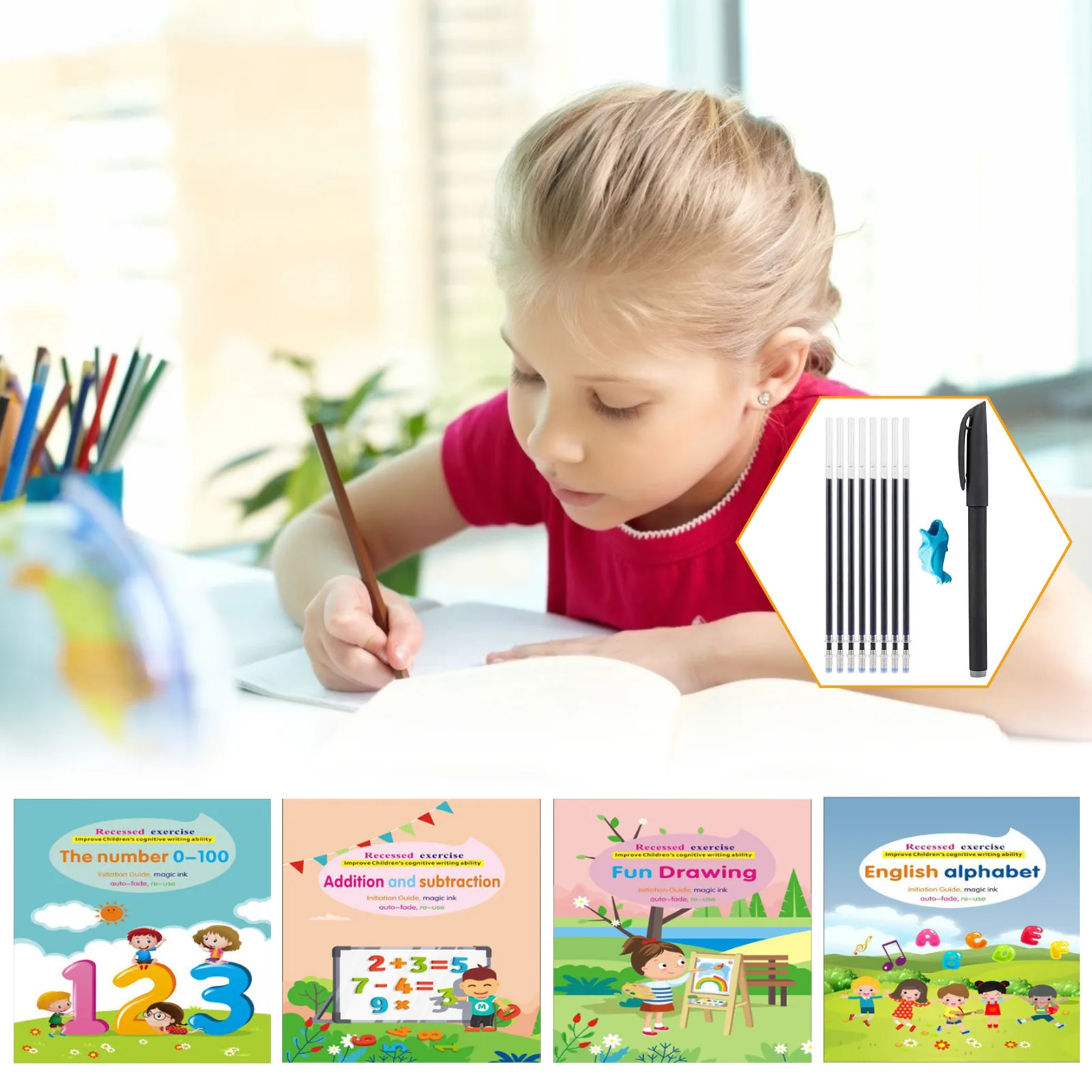 

Magic Practice Copybooks Reusable Handwriting Tracing Book Set Educational Toys Tool For Children Students Home School